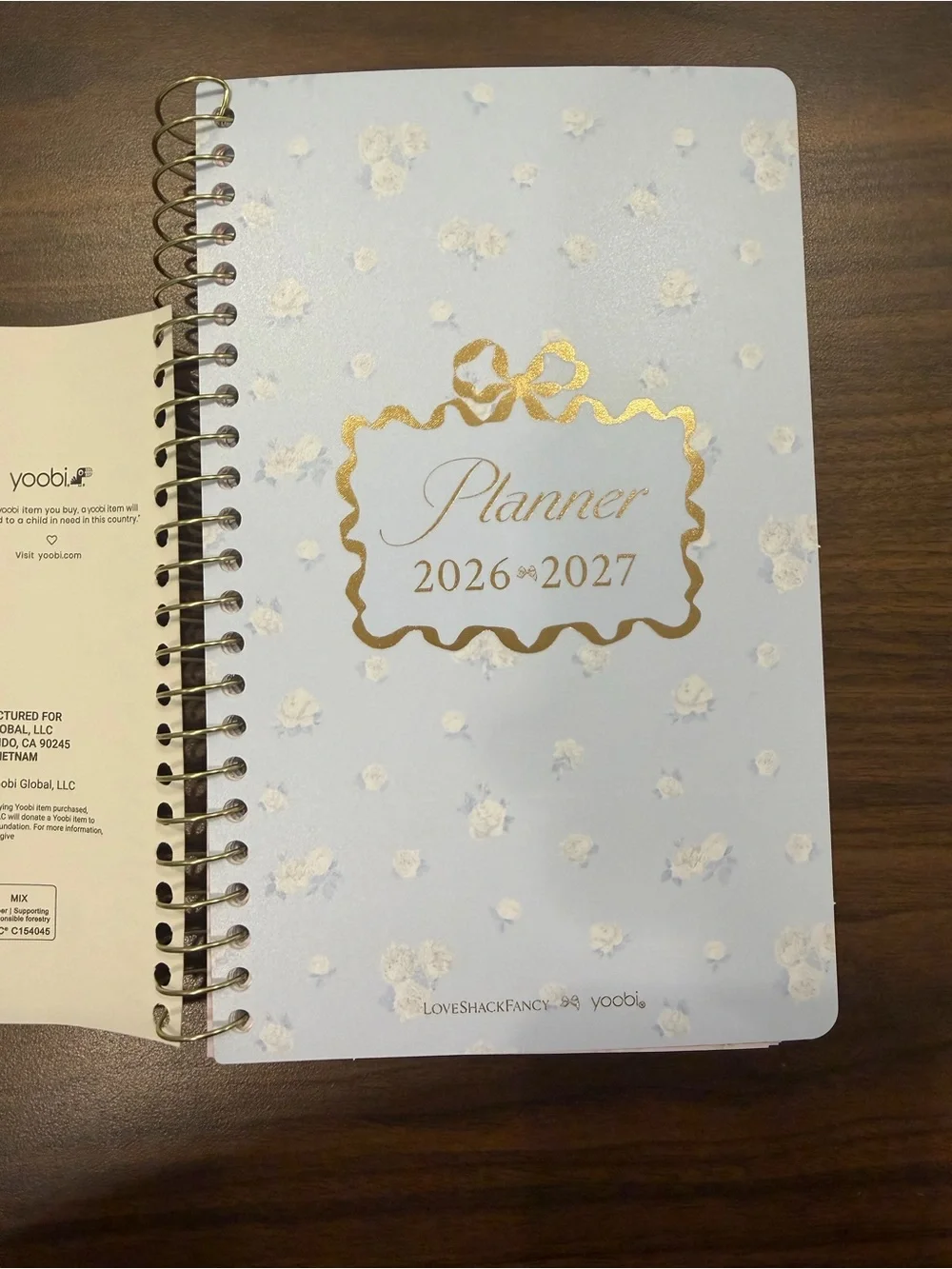 Yoobi LoveShackFancy Floral Planner with Gold Foil Accents